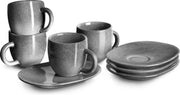 Serviesset Misty Cliff - 4 Persoons - Grijs Aardewerk - Espressokopjes 4-delig