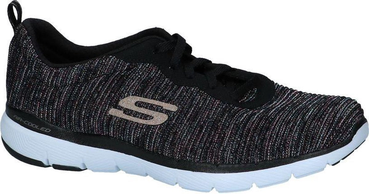 Zwarte Runners met Glitters Skechers Flex Appeal 3.0  Dames 36