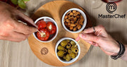 MasterChef Serve & Share - Borrelplank - Tapasset - Set van 3 Schaaltjes op Houten Plank voor Borrel of BBQ