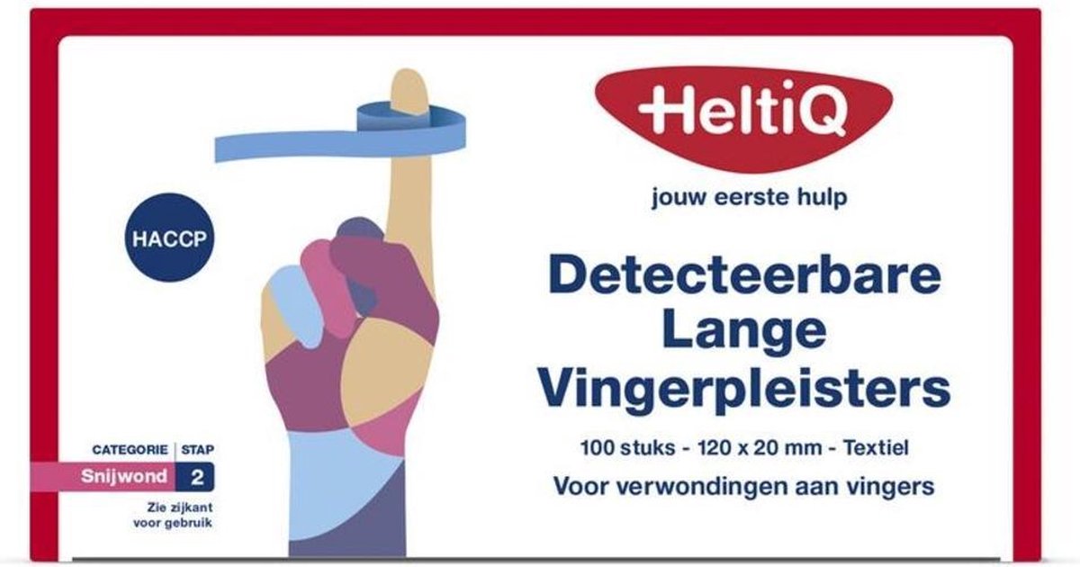 Heltiq Vingerpleisters Detecteerbaar 120x20 mm Textiel 100 stuks