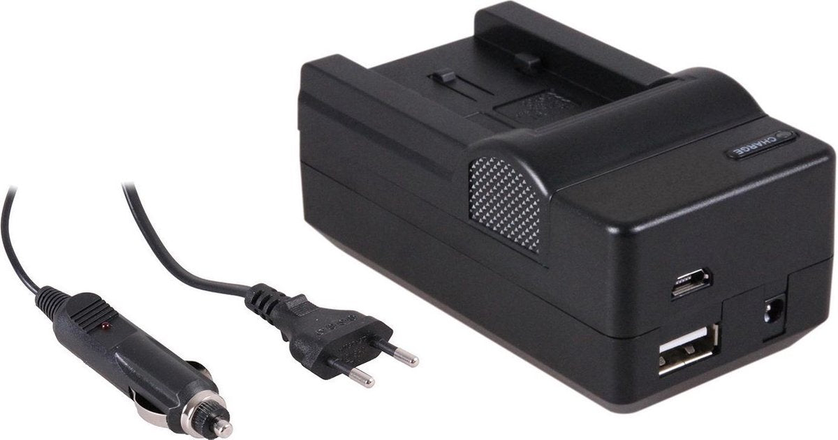 Huismerk 4-in-1 acculader voor Panasonic VW-VBT190 / VW-VBT380 - compact en licht - laden via stopcontact