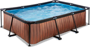 EXIT Wood zwembad 220x150x65cm met filterpomp - bruin