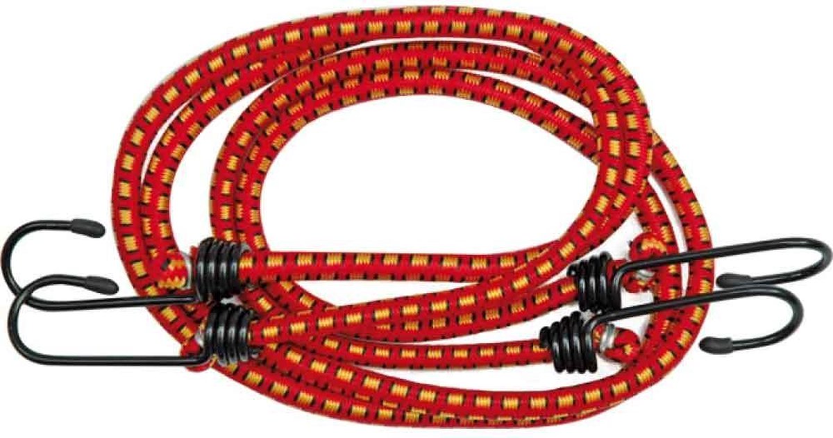 Snelbinder met spinhaak - 200 cm - Rood - 2 stuks