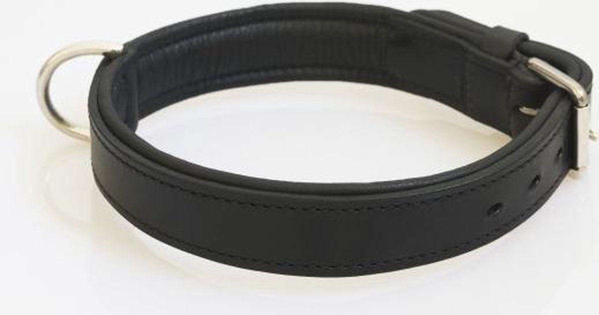 Hondenhalsband nikkelen fournituren extra breed zwart 55 cm