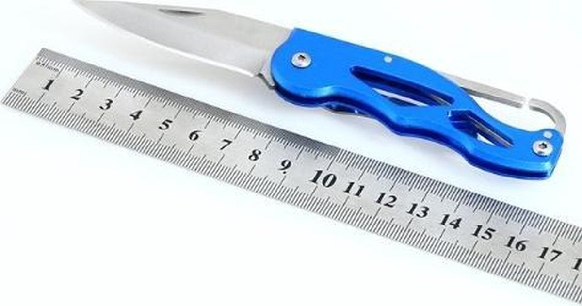 16CM outdoor survival mes - blauw / zilver