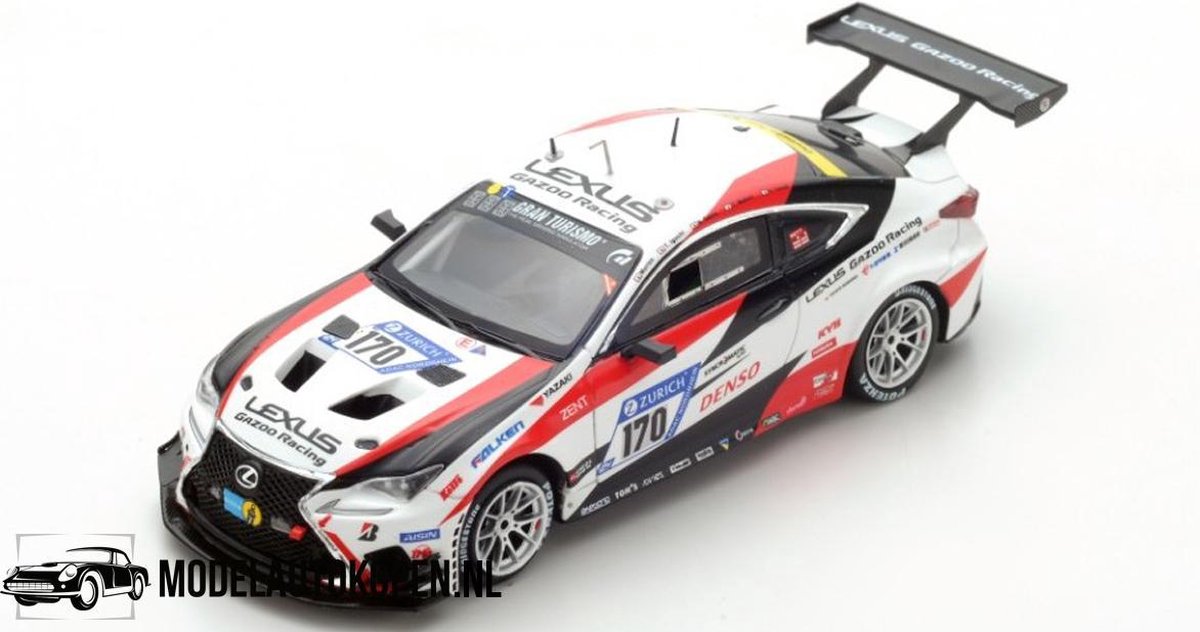 Lexus RC Toyota Gazoo Racing Nürburgring 24H 2017 (Wit) (10cm) 1/43 Spark - Modelauto - Schaalmodel - Model auto - Miniatuurautos - Miniatuur auto