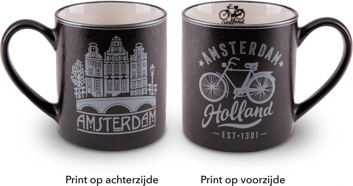 Beker Amsterdam Zilverfolie Fiets En Huizen - Souvenir