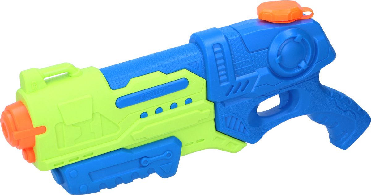 Scatch Waterpistool - met Pomp - Groot Reservoir: 900ml - 39x6x19cm - Blauw/ Groen
