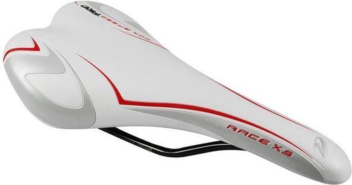 Qt cycle tech ddk zadel race wit-zilver-rood poly hi-ten rail