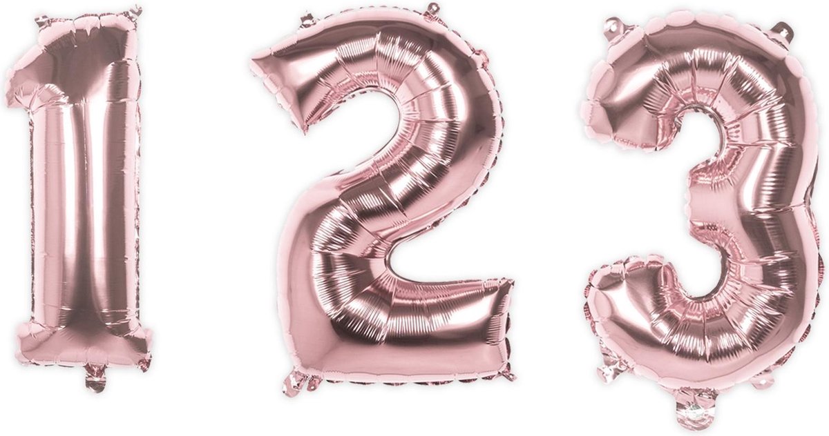 Grote metallic roze aluminium cijfer ballon - Feestdecoratievoorwerp
