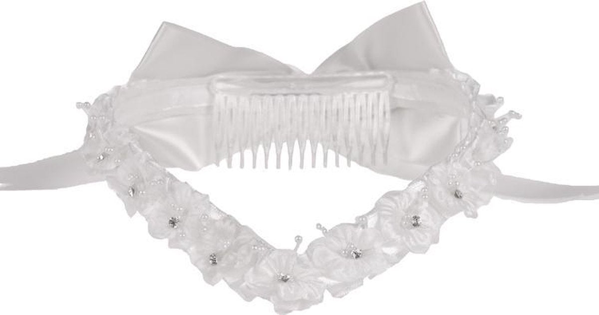 Diadeem meisjes wit met bloemen