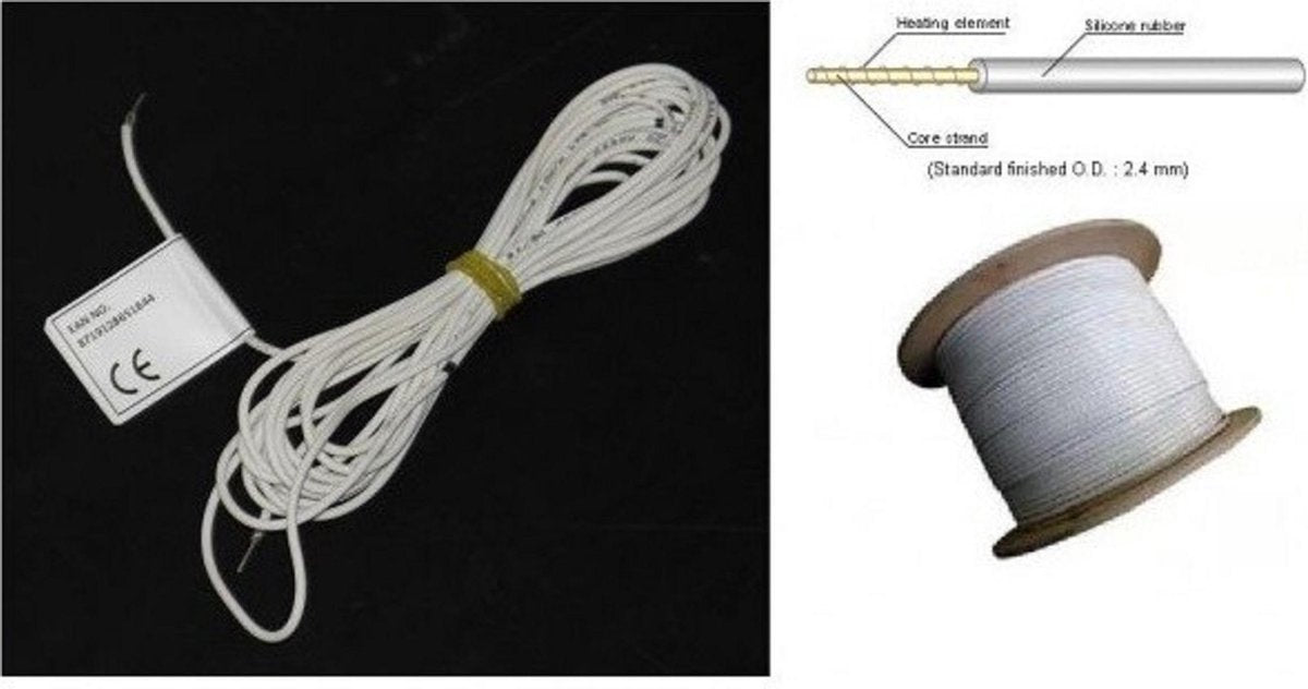 2x Siliconen verwarmingskabel 2 meter. 30 Watt per meter