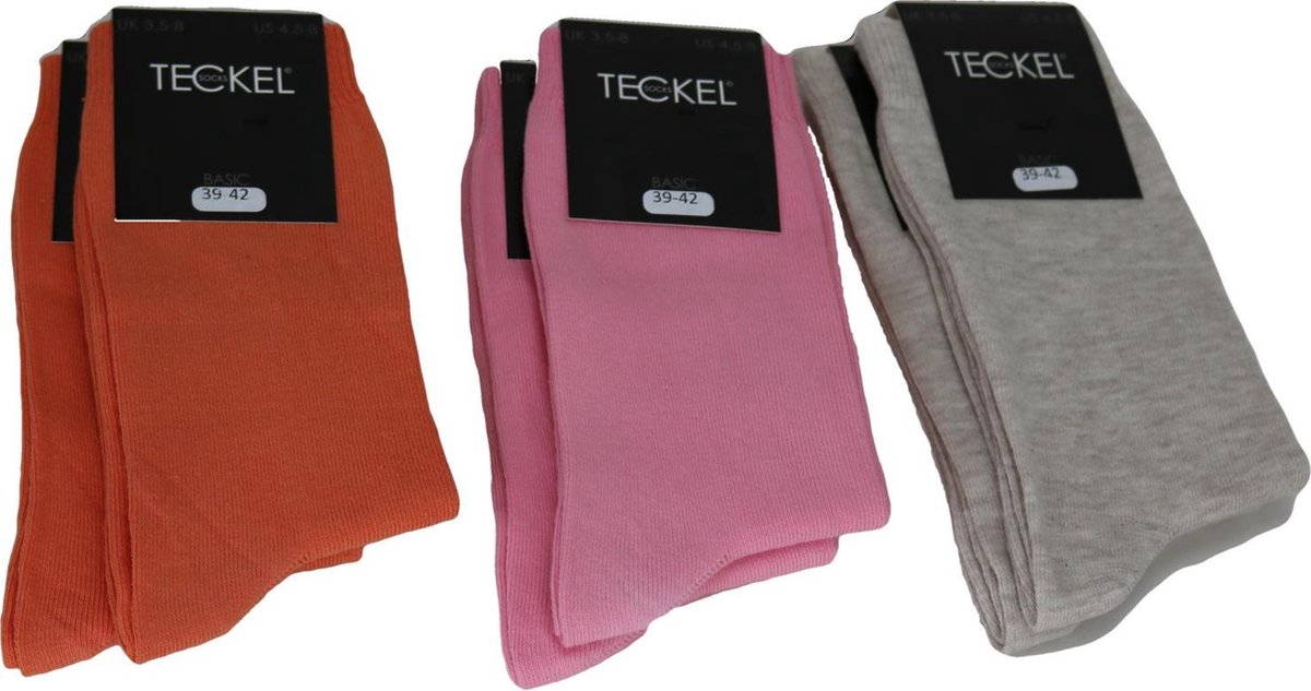 Teckel Dames Sokken - Roze mix - 6 Paar - Maat 36/42