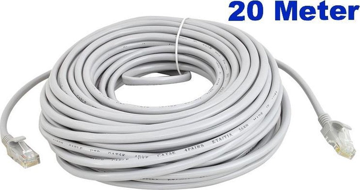 ForDig Netwerkkabel 20 meter / LAN Kabel / ISDN DSL STP UTP Kabel / CAT5E RJ45 / Internetkabel