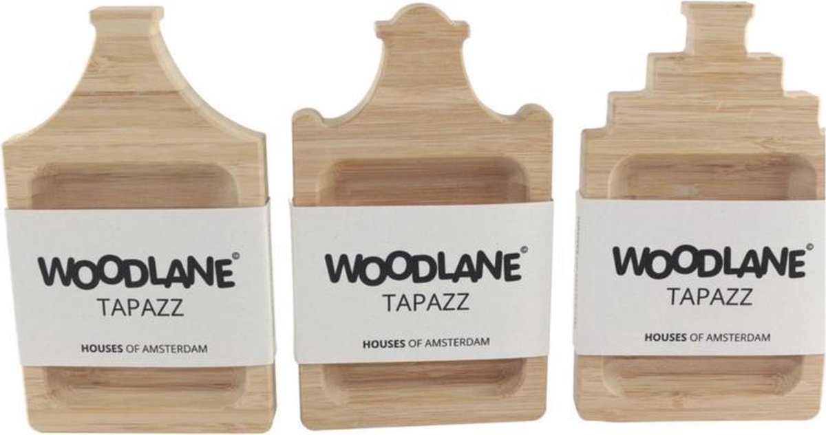 Woodlane Tapazz - Bamboe tapas plankjes - set van 3 stuks