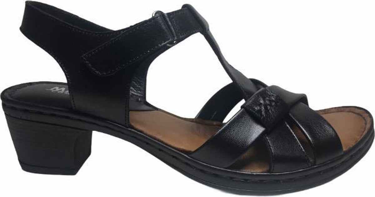manlisa velcro 6 cm hakje lederen comfort sandalen S-103-S-064 zwart 41