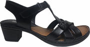 manlisa velcro 6 cm hakje lederen comfort sandalen S-103-S-064 zwart 41