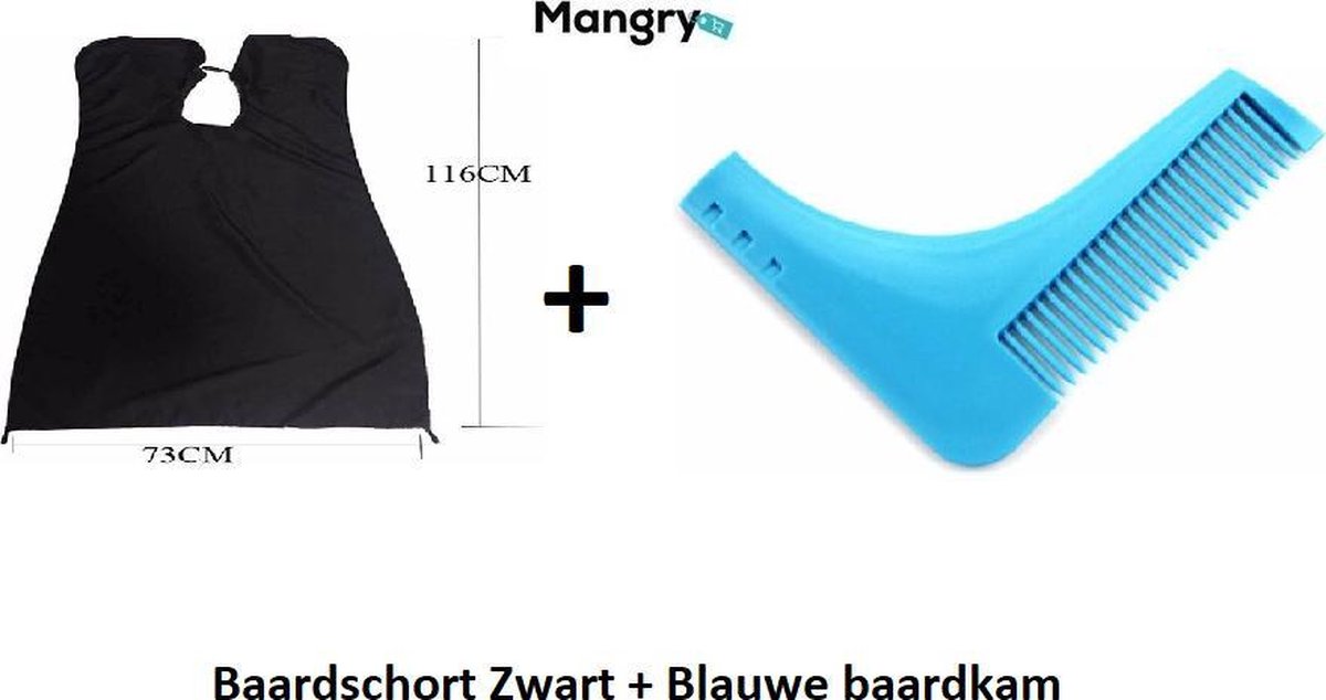Combi Deal - Baard schort + Baard kam - Baard accessoires - Baard scheren - Baard trimmen Zwart  netje | beard cape | haren opvangen tijdens het scheren - Mangry