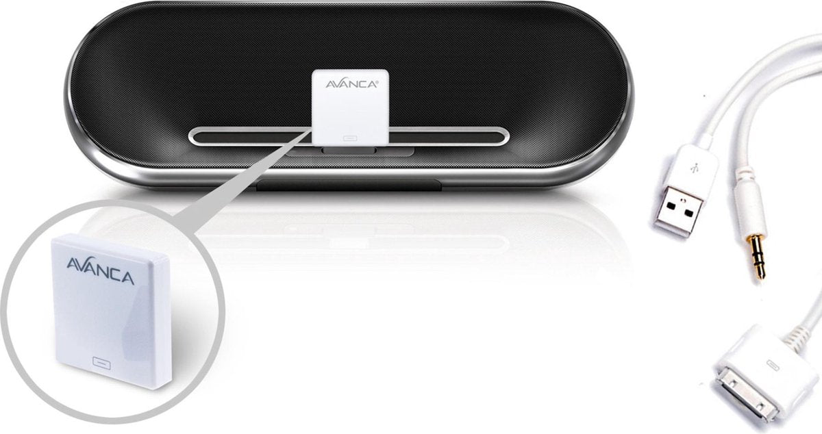 Avanca 30-pin naar Aux Kabel - USB Voeding - Wit