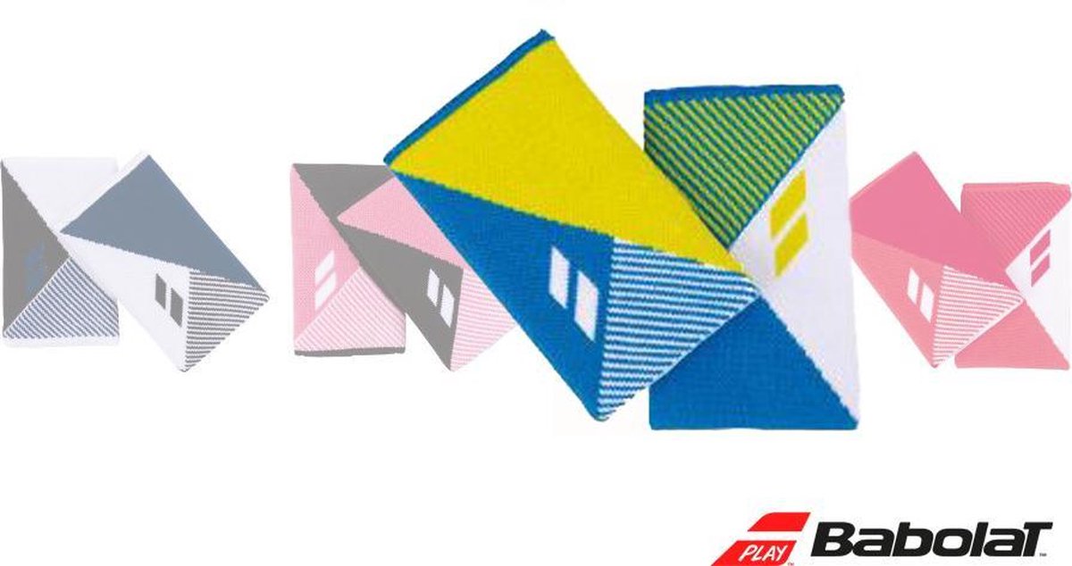 Babolat 'om te keren' polsband breed lichtblauw/geel | 2stuks
