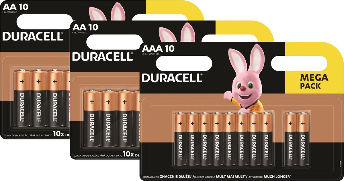 Duracell Alkaline 10x AAA + 20x AA