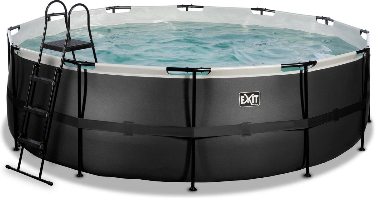 EXIT Black Leather zwembad ø450x122cm met zandfilterpomp - zwart