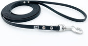 Miqdi BioThane hondenriem – zwart – 9 mm breed - 2 meter lang - met handvat