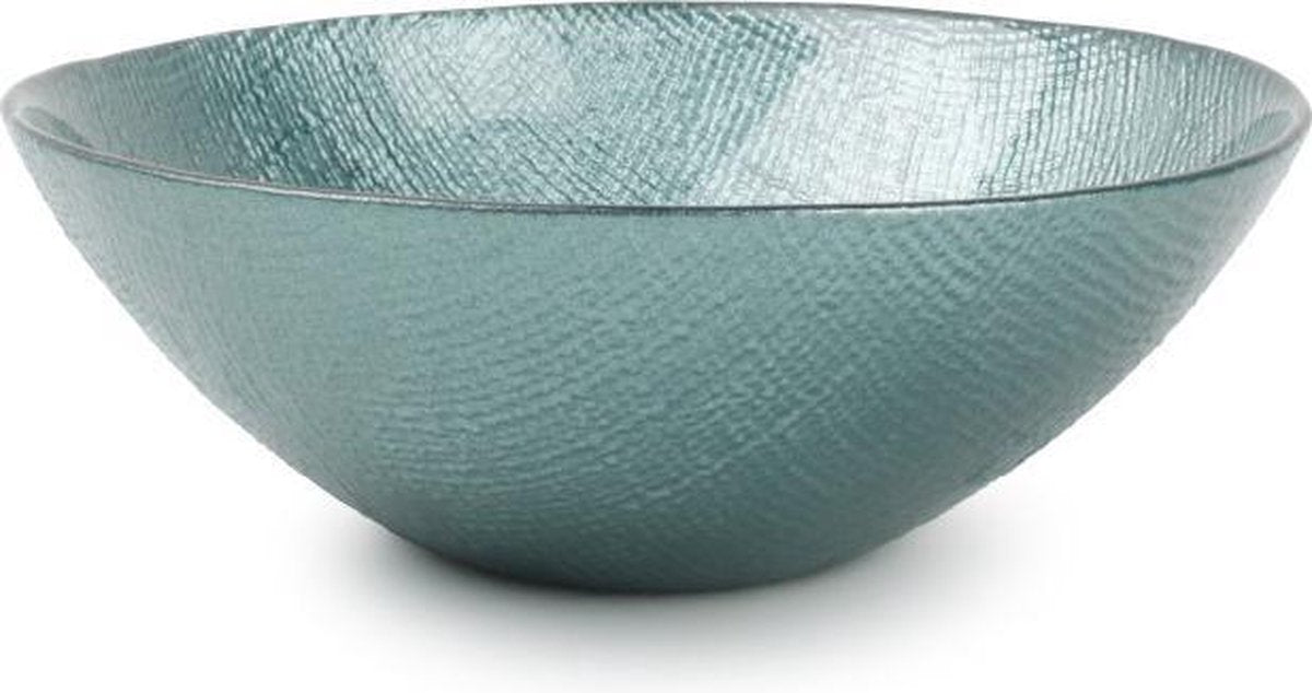 S&P Schaaltje 16xH6 cm Blauw/Groen Glas Fabric
