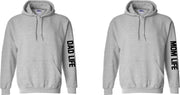 Hoodies voor papa en mama Dad life en Mom life | Leuk cadeau voor verjaardag truien met tekst | Sweaters capuchon vader en moeder | Hoodies kraamcadeau ouders | Hoodies/truien/sweaters s