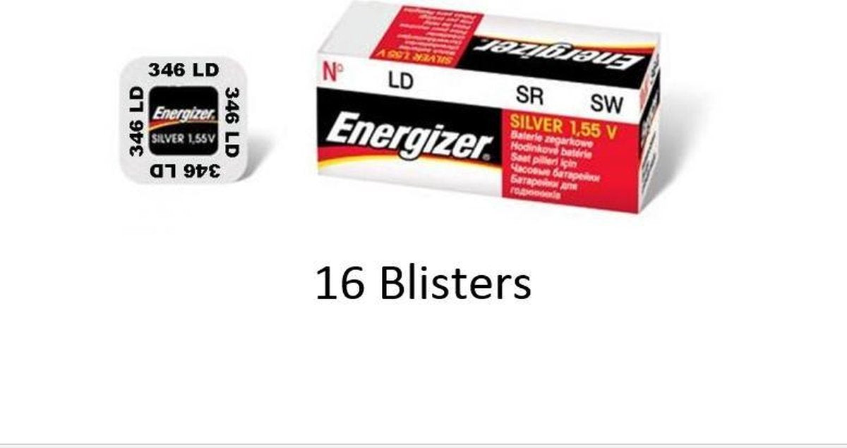 16 stuks (16 blisters a 1 stuk) Energizer 346 knoopcel batterij Zilver-oxide (S) 1