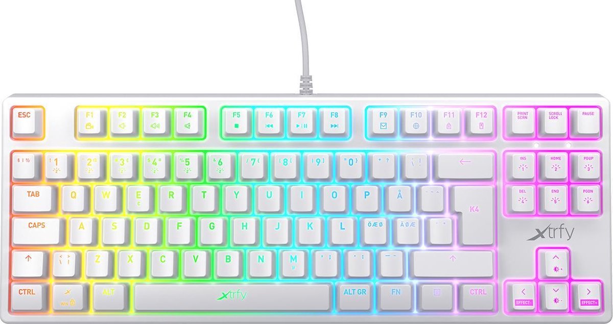 Xtrfy K4 TKL - Mechanisch Gaming toetsenbord met RGB US Layout - Wit