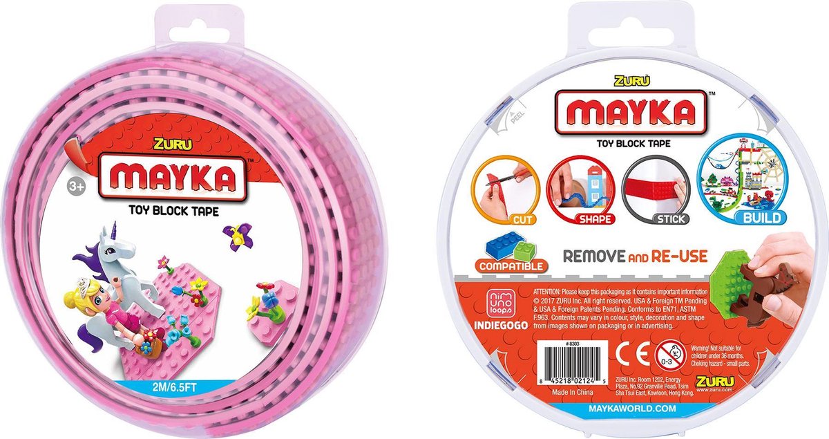 Mayka bouwblokjes tape roze - 2 meter / 4 studs