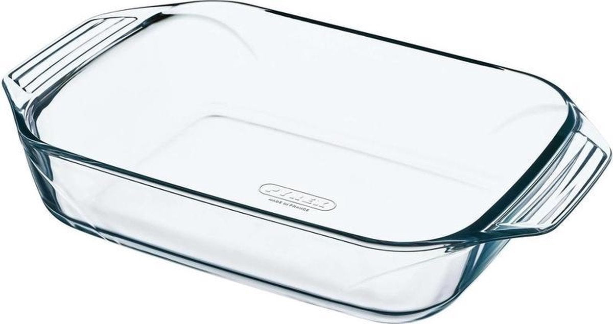 2x Rechthoekige glazen ovenschaal 4 liter 39 x 26 x 6