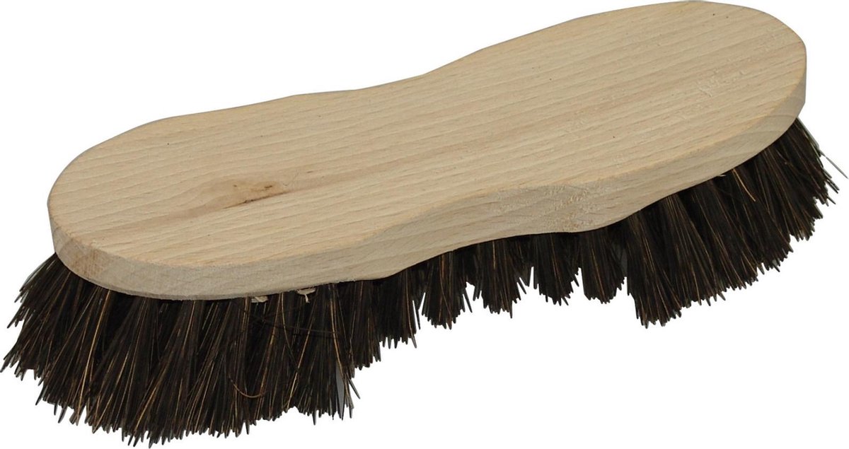 Schrobborstel van hout met baard s-vorm bruin - Schoonmaakartikelen/schoonmaakborstels
