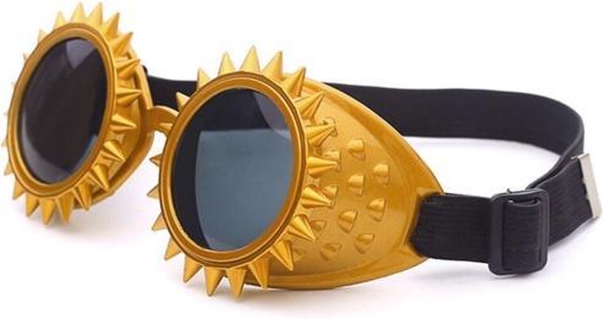 Steampunk goggles zonnebril - goud spikes zon - bril burning man
