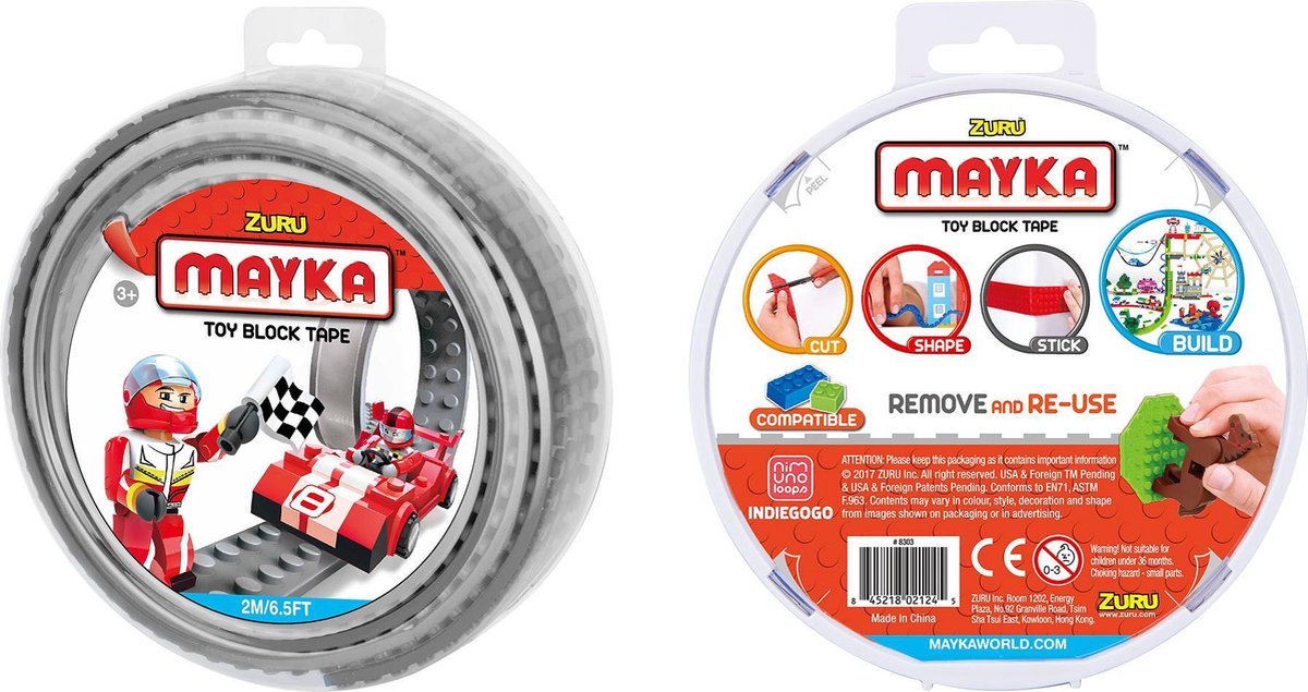 Mayka bouwblokjes tape grijs - 2 meter / 4 studs