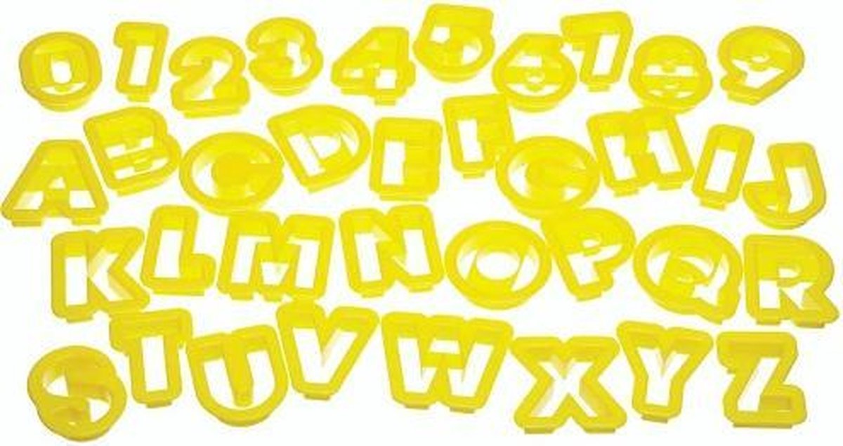 Kitchencraft Uitstekerset Alfabet 5 Cm 37-delig Geel