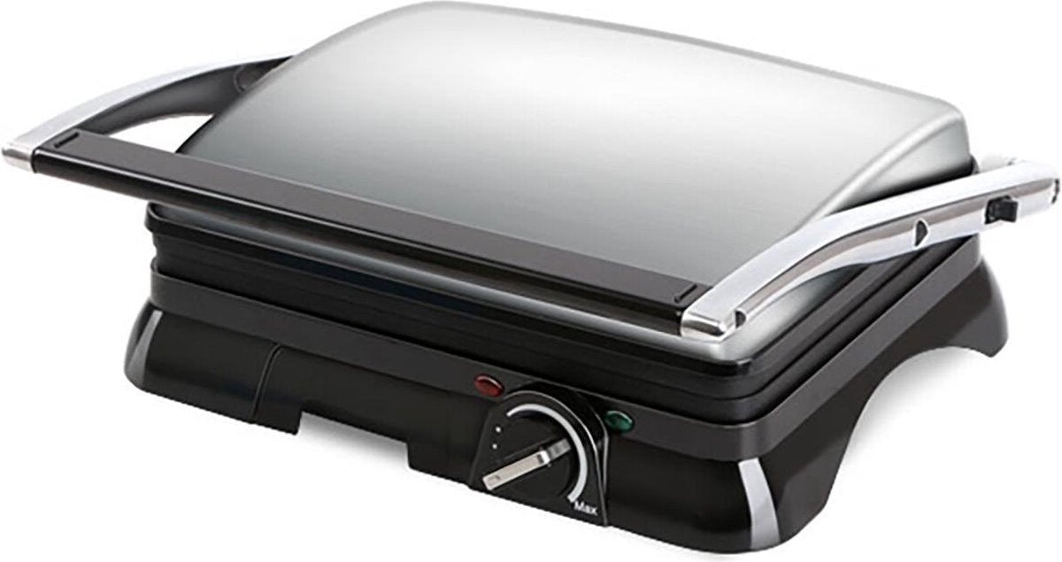 Contactgrill - Tosti Apparaat - Tosti Ijzer - Igia Samy - Cool Touch - RVS - Zwart/Zilver