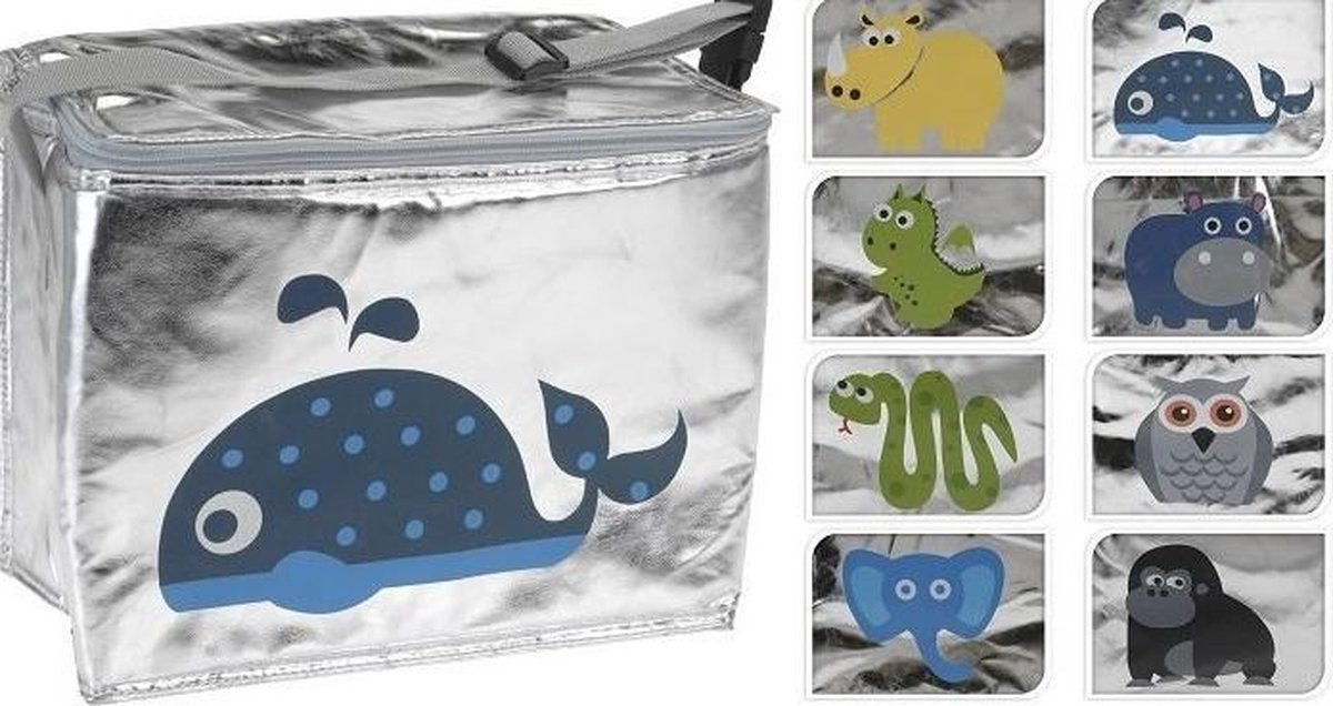 Koeltas kinderen zilver met blauwe olifant
