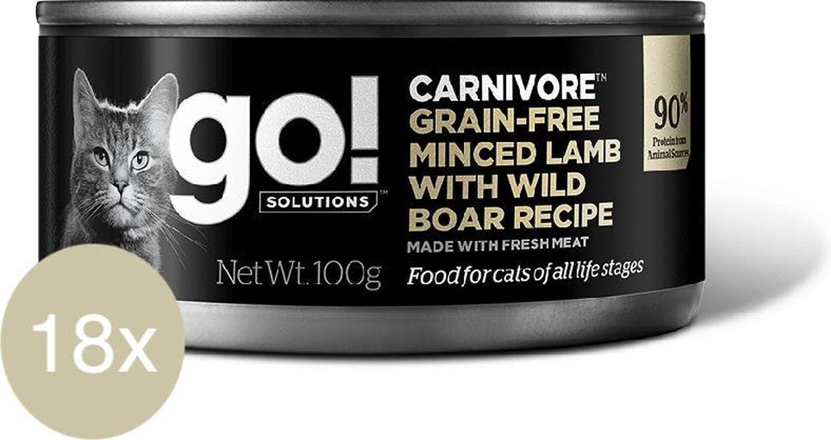 GO! SOLUTIONS CARNIVORE Graanvrij lamsgehakt met Wild Zwijn recept 18x