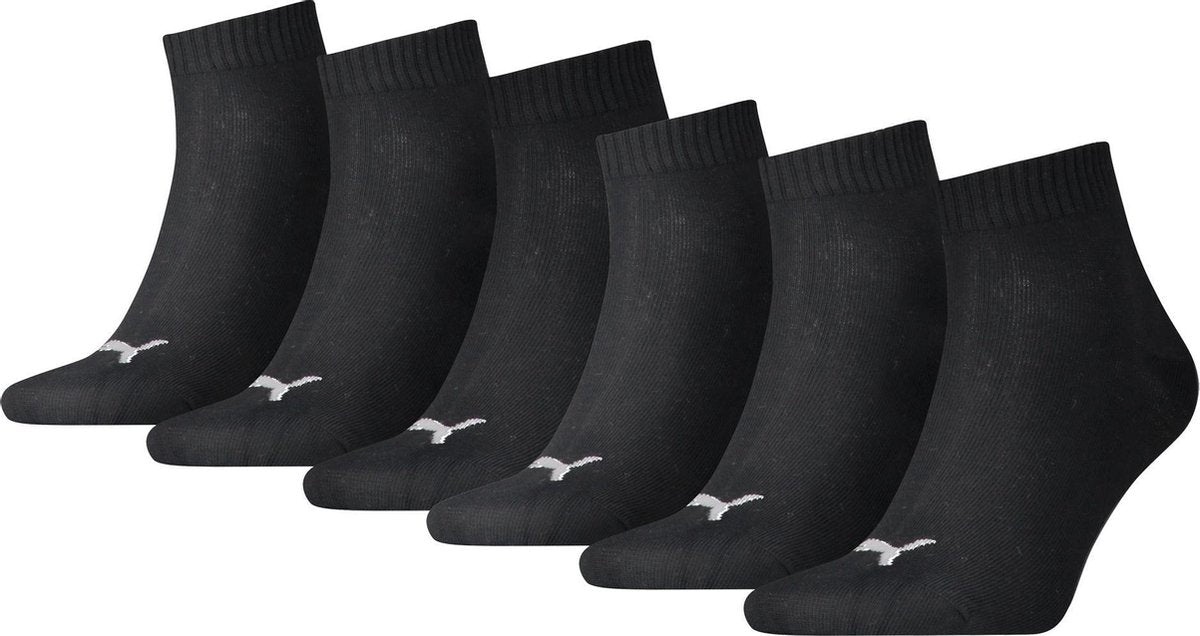 Puma Quarter Plain (6-Pack) Sokken (regular) - Maat 47-49 - Unisex - zwart/wit