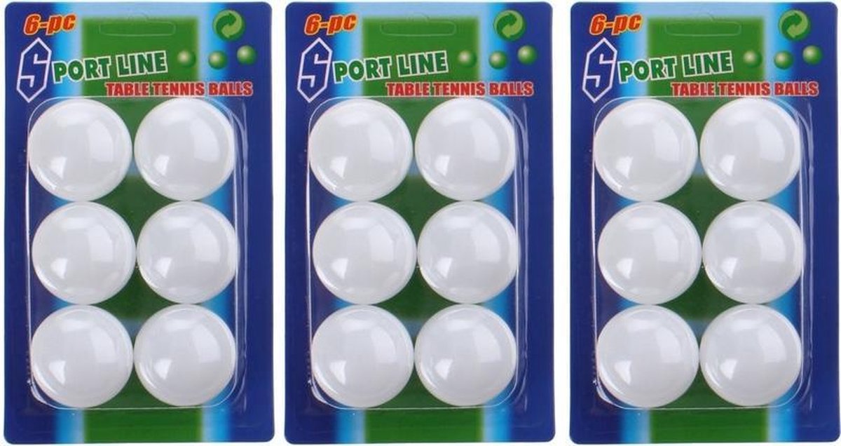 Set van 18 stuks tafeltennis pingpong balletjes - 40 mm - Wit - Kunststof ballen - Kinderspeelgoed