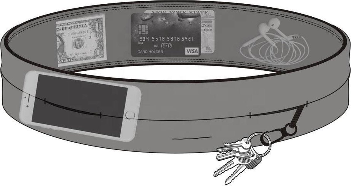 Running belt - Hardloopriem - Hardloopaccessoires - Hardlopen - Grijs - Small