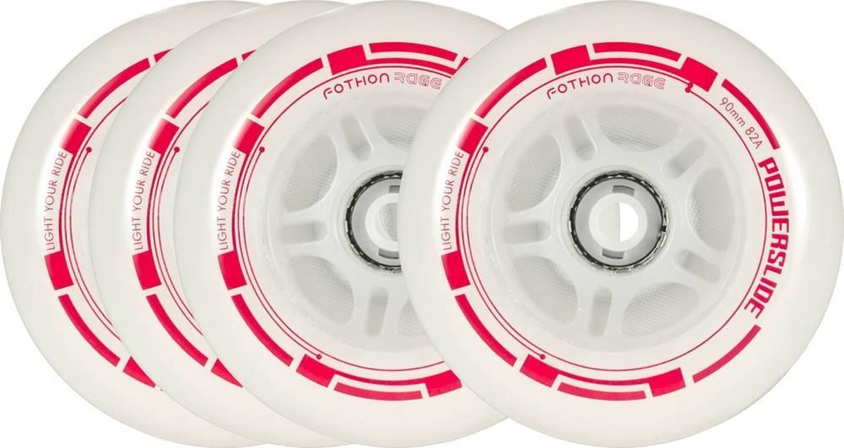 Powerslide Wielen Fothon Envy Lichtgevend 84mm/82a Rood 4 Stuks