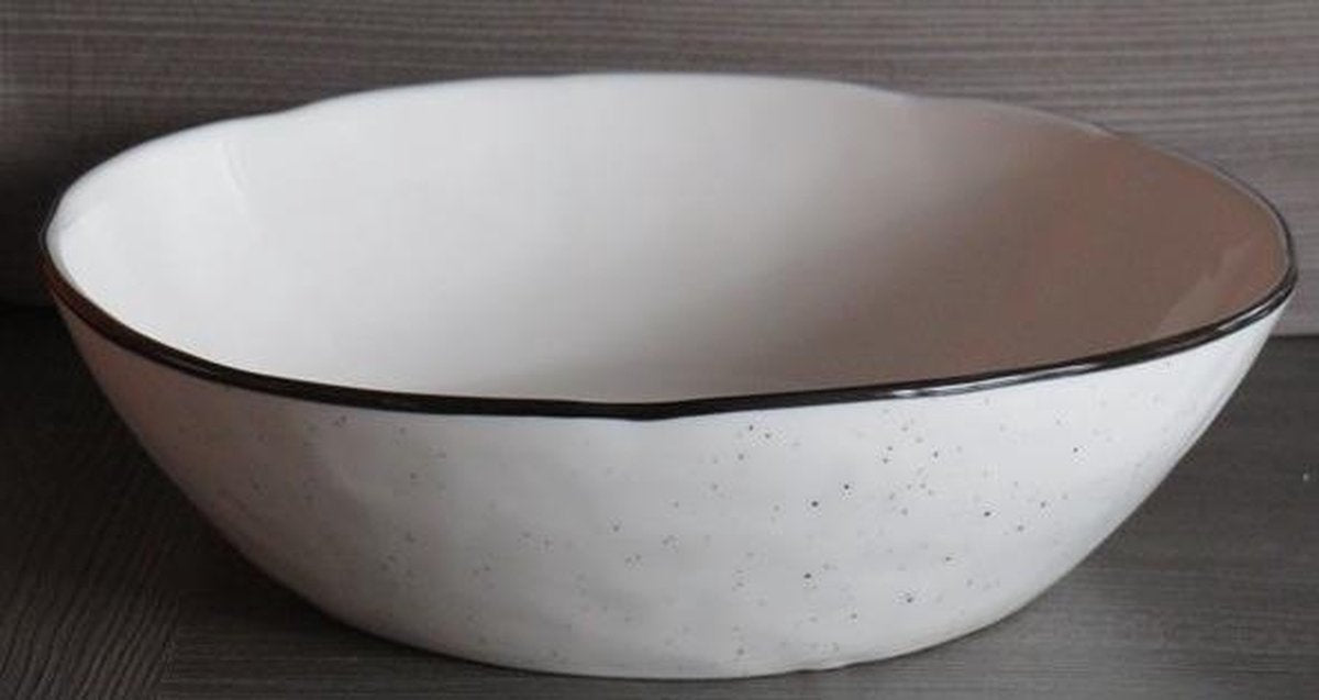 Inspire Black Pepper Set 6 Diep bord 22 cm Wit Zwart Porselein 619904