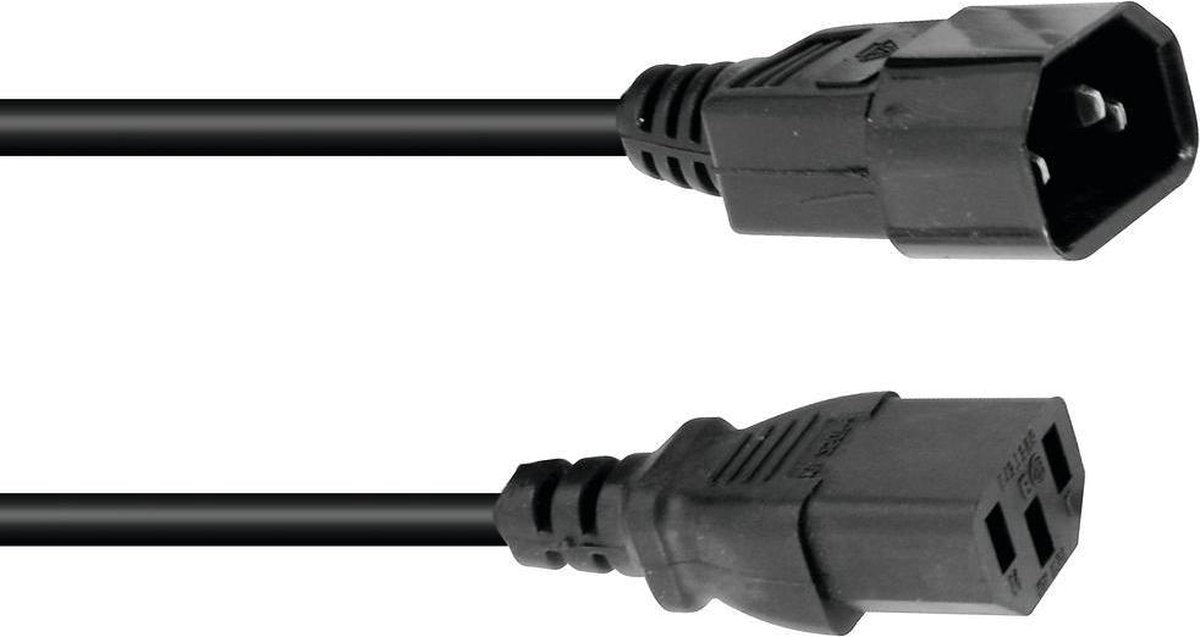 OMNITRONIC Stroomkabel - iec verlengkabel male - female -  3x0.75 1m bk