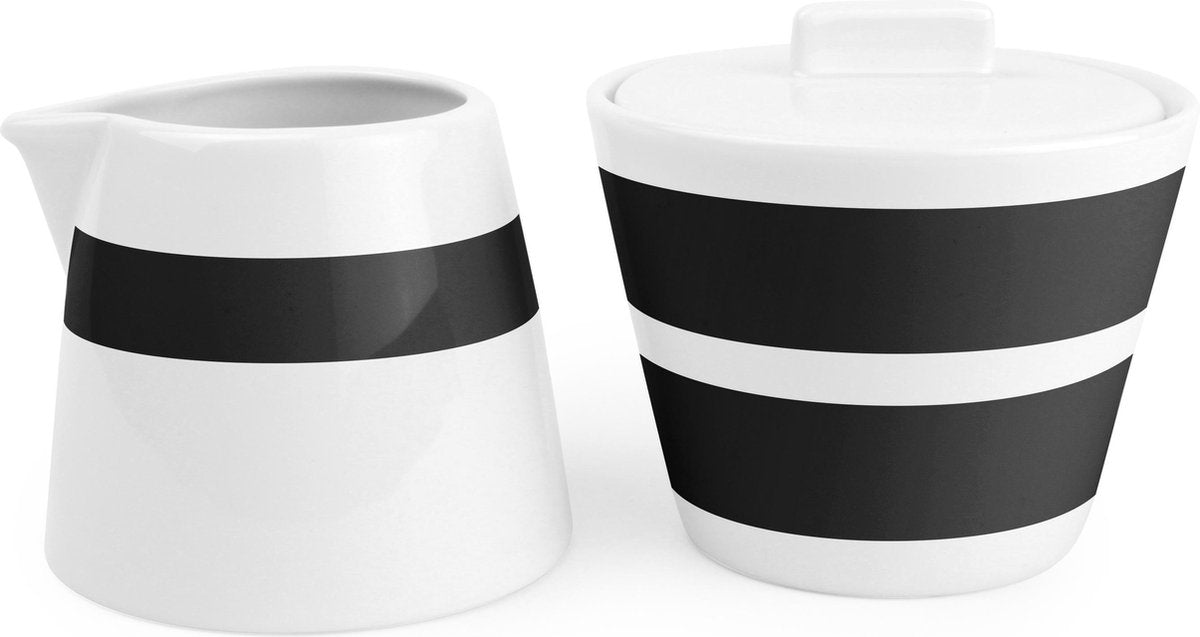Salt&Pepper Stripes Melkkan en suikerpot - zwart