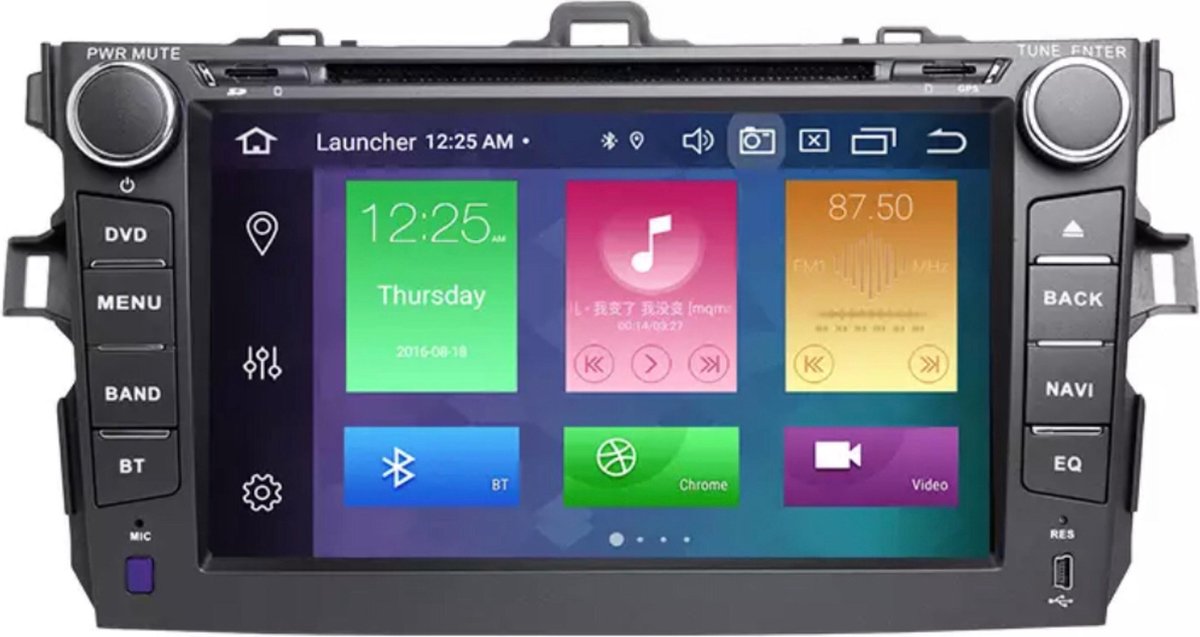 Toyota Corolla PX5 4+64GB 2008-2012 Android 10 navigatie en multimediasysteem Bluetooth USB WiFi Sd Kaart DVD Speler