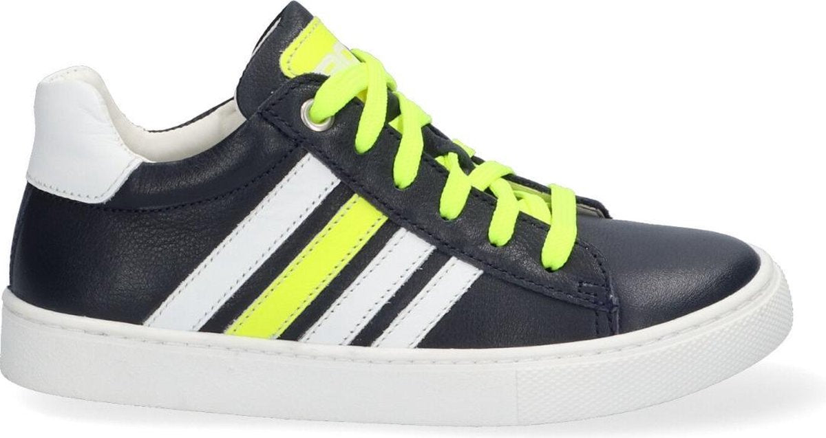 Braqeez 420298-520 Jongens Lage Sneakers - Blauw - Leer - Veters