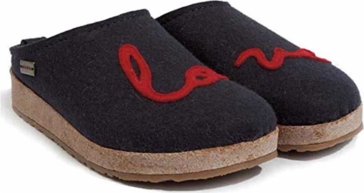Haflinger Grizzly Lovely Love Pantoffel Blauw - Maat 38 - 100% wolvilt - S11